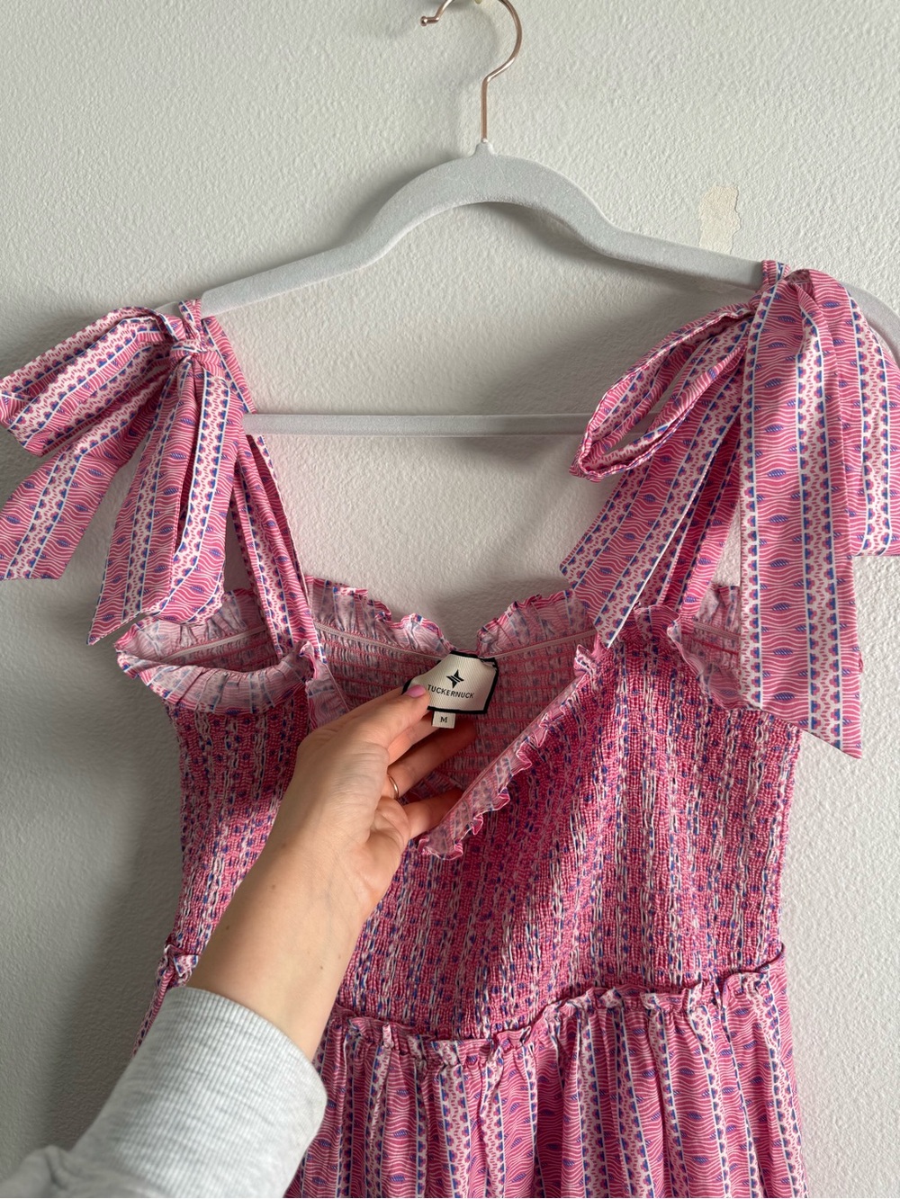 Tuckernuck x Cameran Eubanks Love Letters Smocked Chalmers pink Midi Dress Sz M - Picture 7 of 9